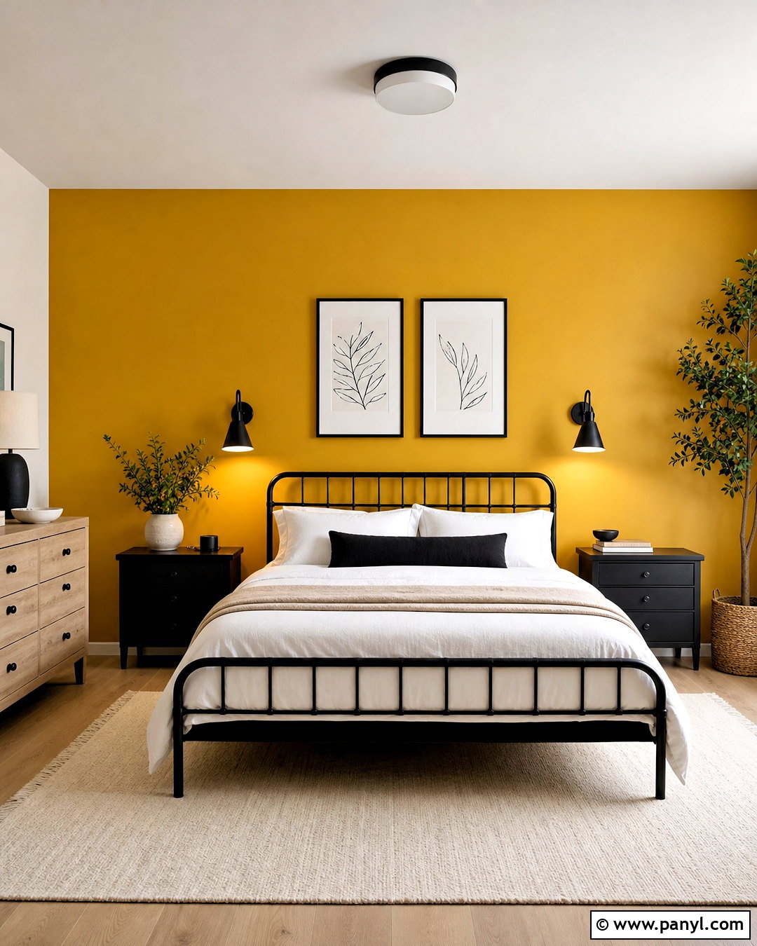 Yellow And Black Accent Wall Bedroom - 20 yellow accent wall bedroom ideas