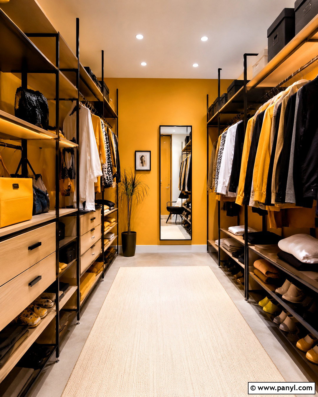 Yellow And Black Closet - 20 Yellow Wall Closet Space Ideas
