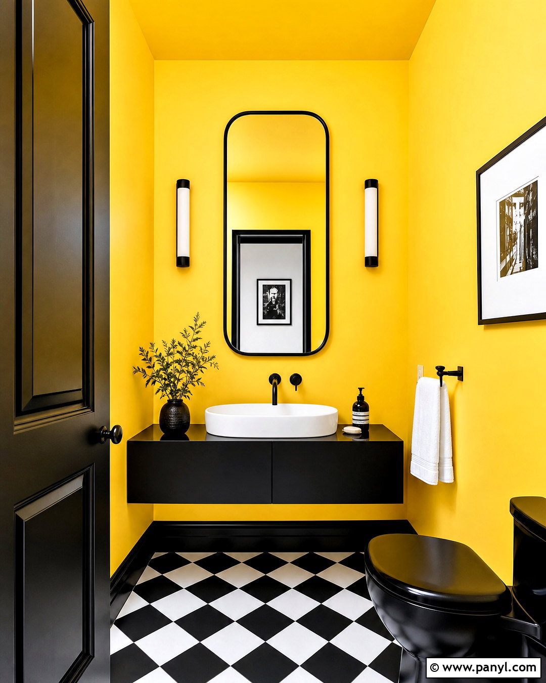 Yellow And Black Powder Room - 20 yellow powder room ideas