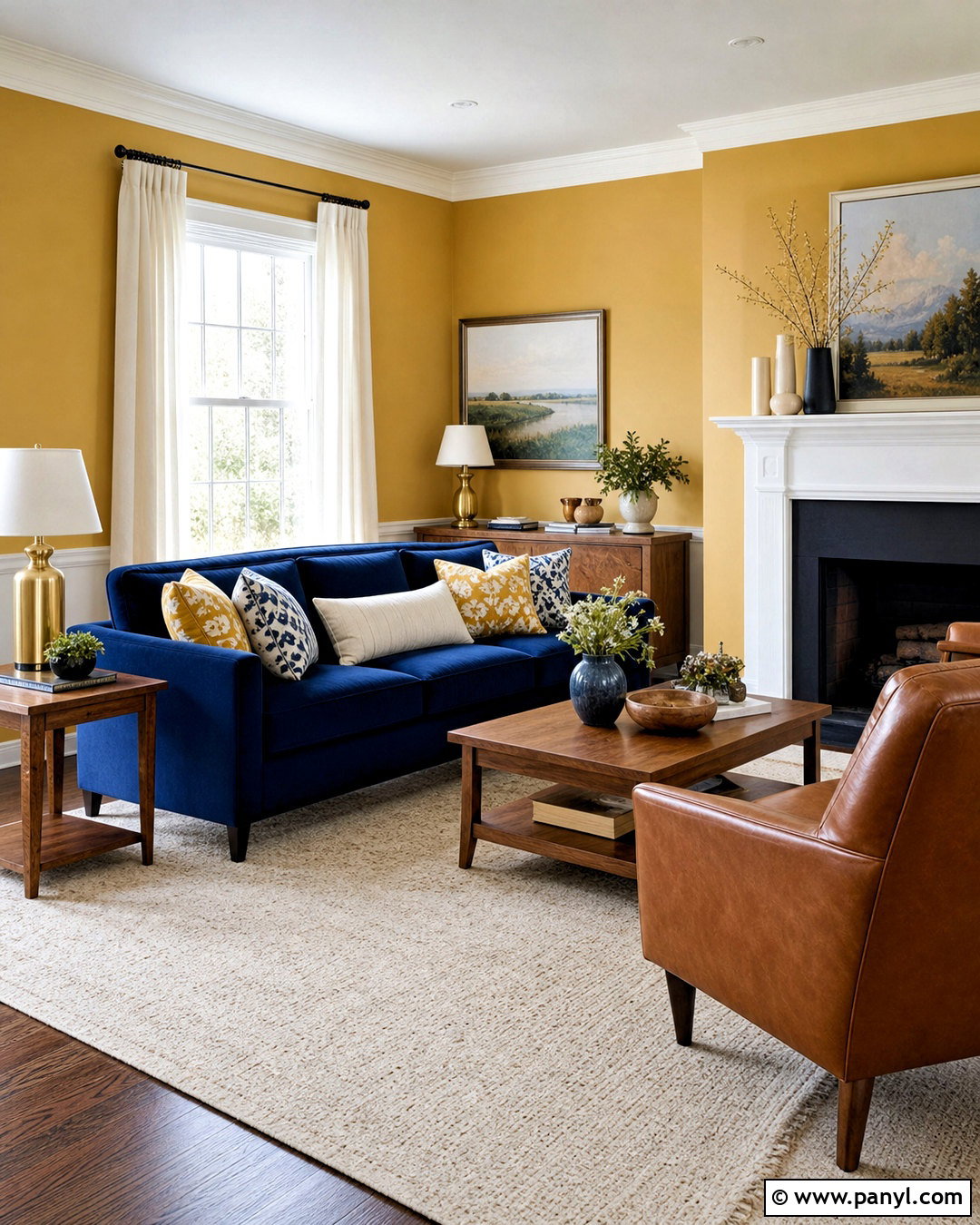 Yellow And Blue Living Room Wall - 20 yellow wall design ideas
