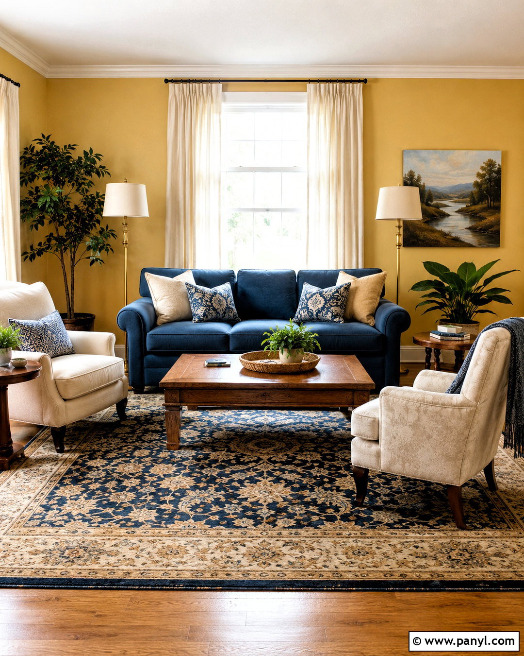 Yellow And Blue Living Room Walls - 35 yellow painted walls
