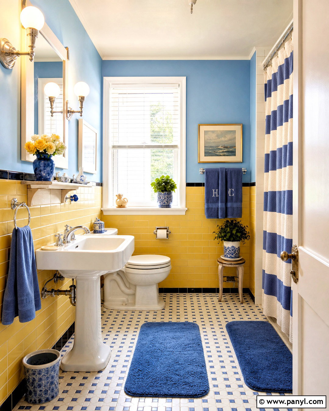 Yellow And Blue Vintage Bathroom - 20 vintage yellow bathroom ideas