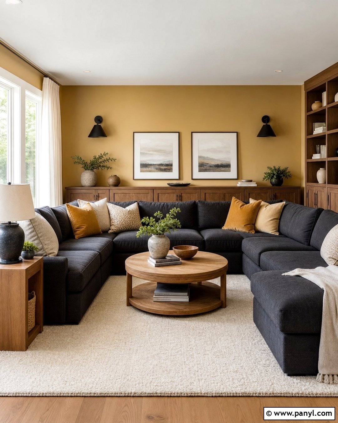 Yellow And Charcoal Family Room - 20 Best Yellow Wall Color Ideas