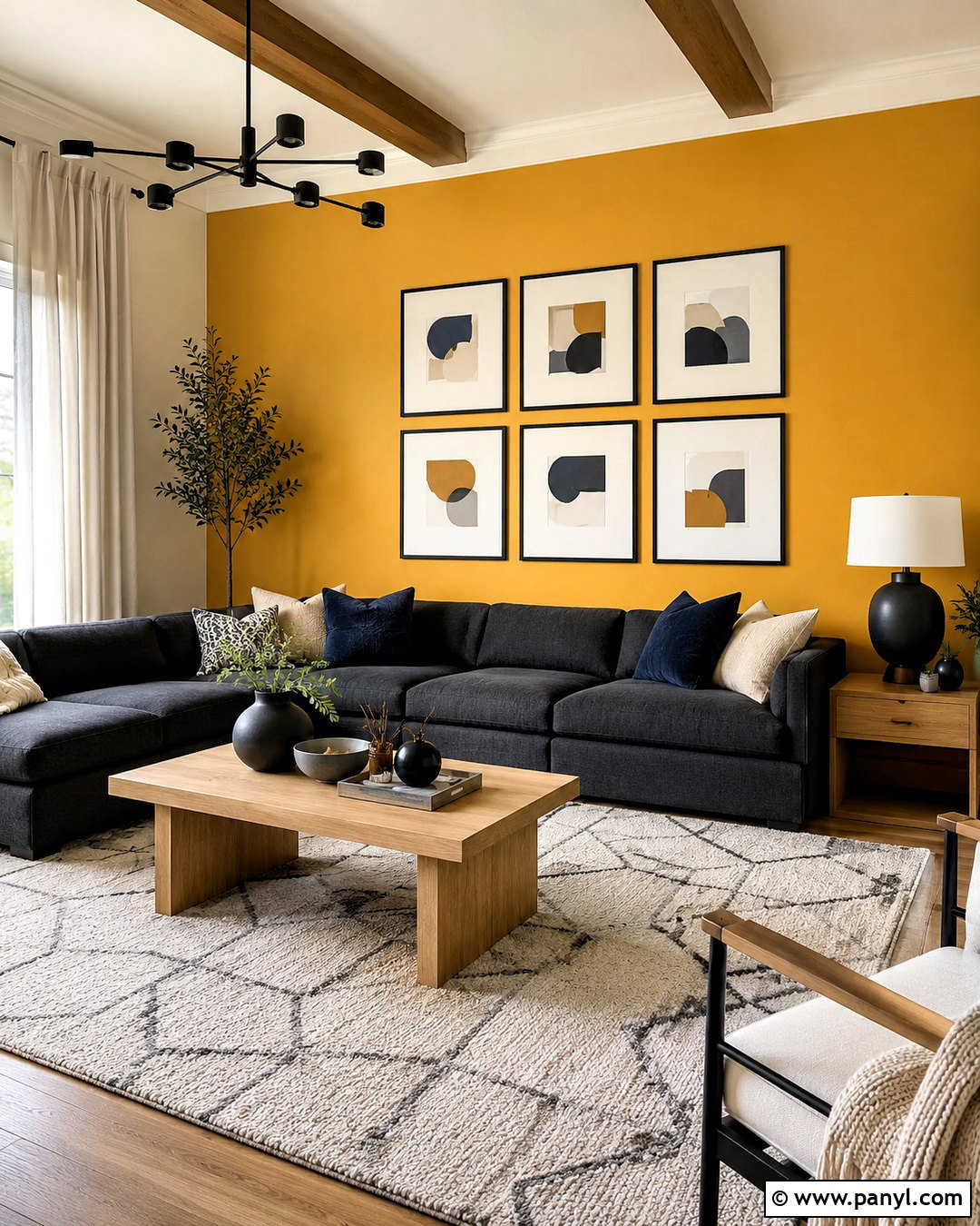 Yellow And Gray Feature Wall Living Room - 35 yellow feature wall ideas
