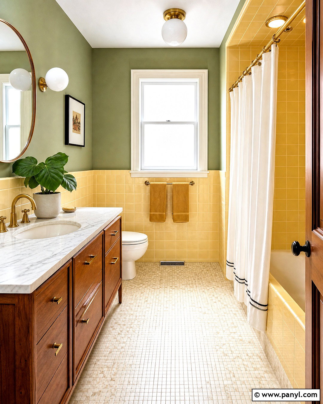Yellow And Green Vintage Bathroom - 20 vintage yellow bathroom ideas
