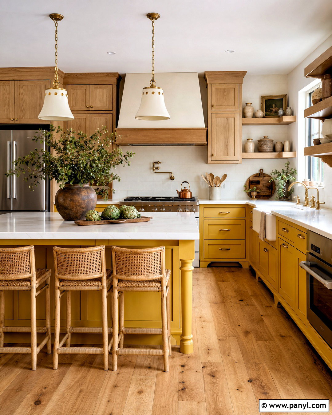 Yellow And Natural Wood Farmhouse Kitchen - 20 yellow farmhouse kitchen ideas