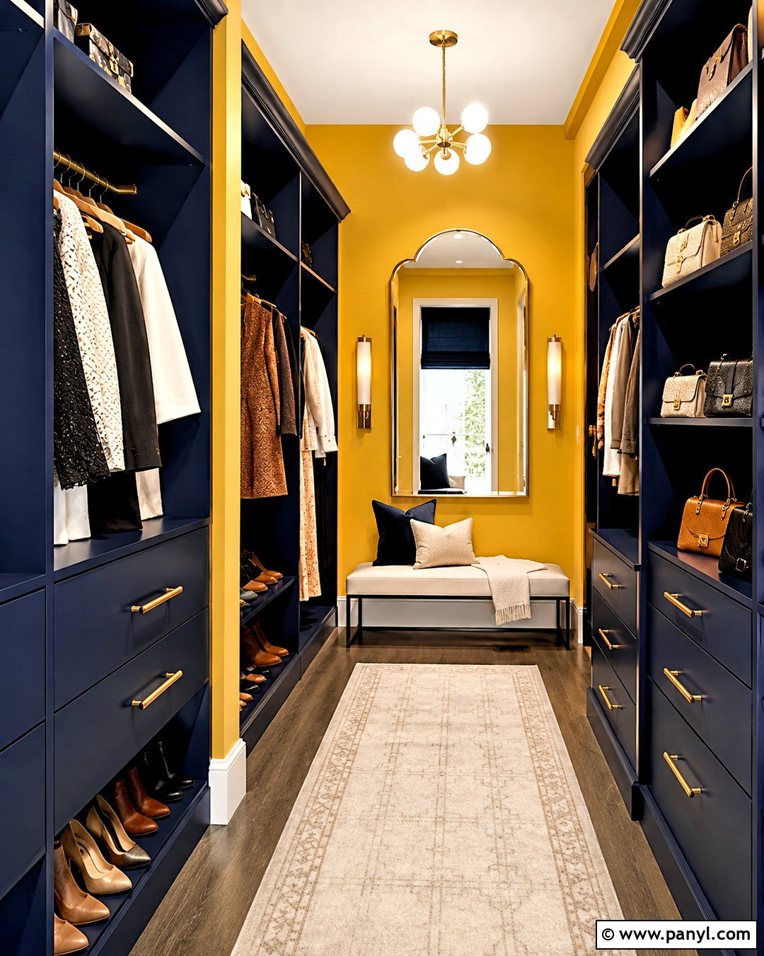 Yellow And Navy Closet - 20 Yellow Wall Closet Space Ideas