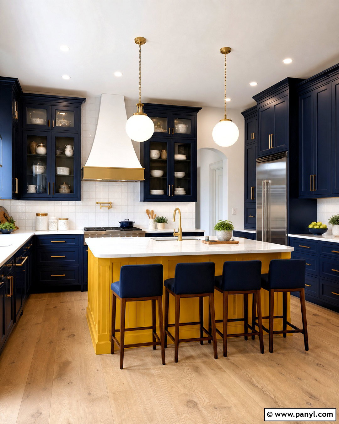 Yellow And Navy Kitchen - 20 yellow kitchen decor ideas