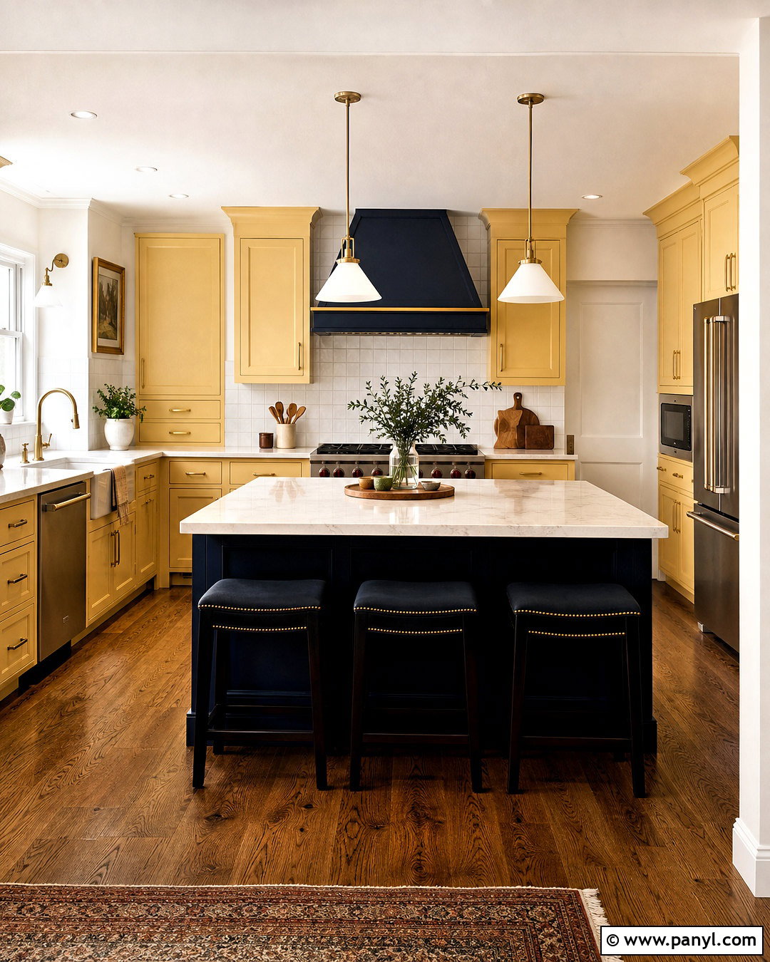Yellow And Navy Kitchen - 20 yellow kitchen ideas