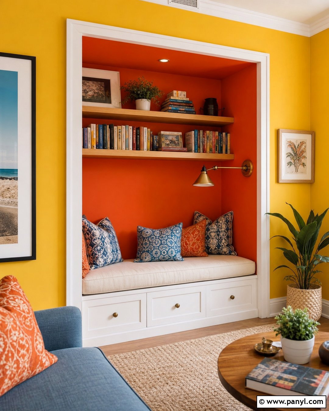 Yellow And Orange Reading Nook Walls - 20 Bright Yellow And Orange Walls