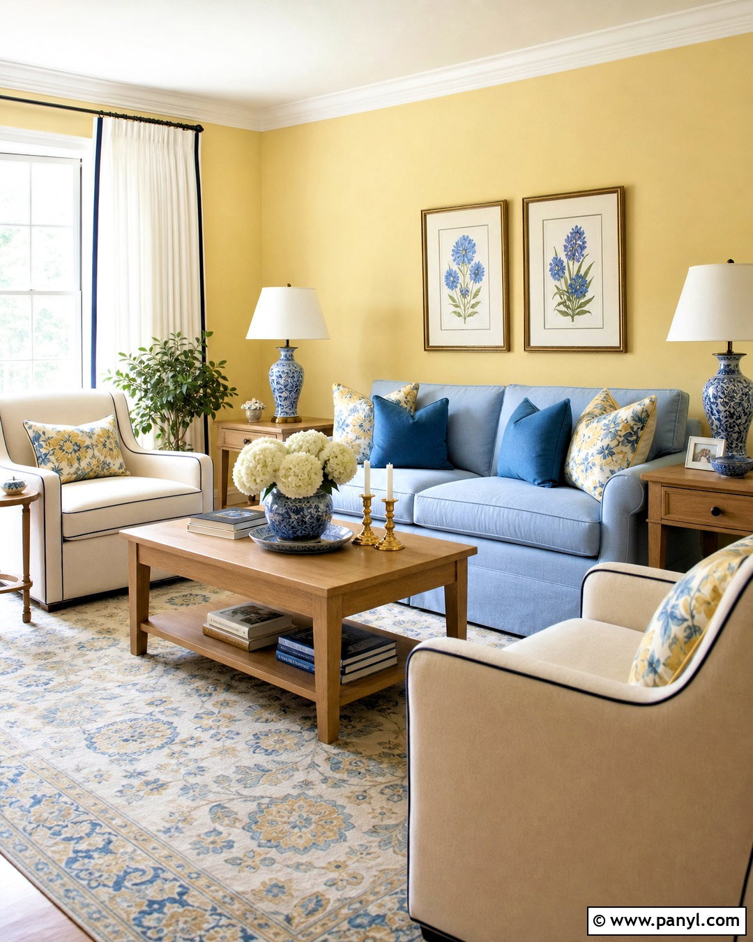 Yellow And Pale Blue Drawing Room - 20 drawing room color combination ideas