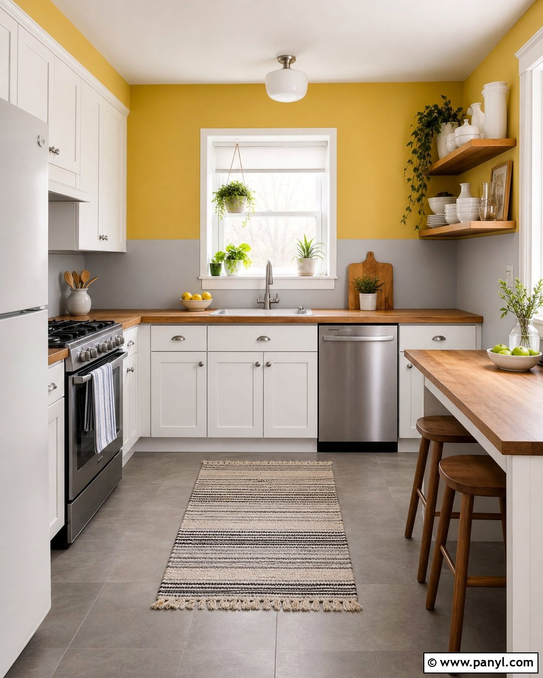 Yellow And Pale Gray Half Painted Walls - 35 half and half painted walls