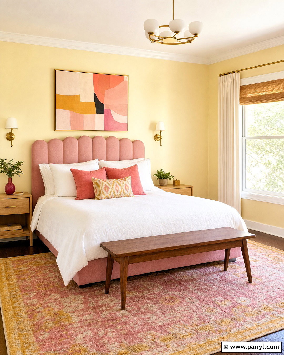 Yellow And Pink Guest Room Wall - 20 yellow wall design ideas