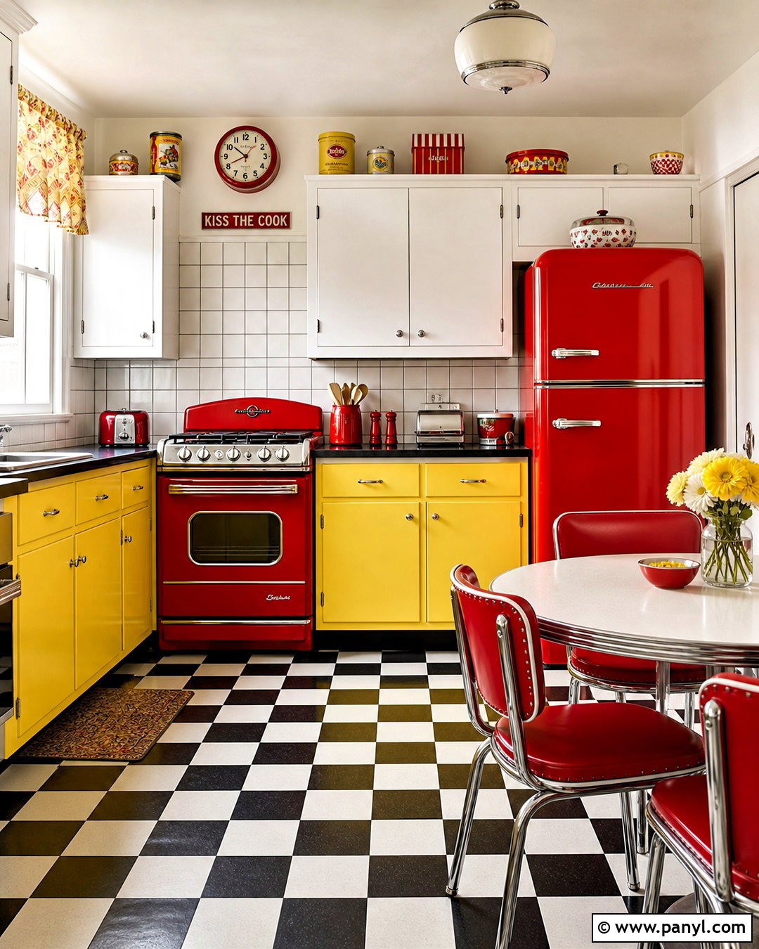 Yellow And Red Retro Kitchen - 20 yellow kitchen color scheme ideas