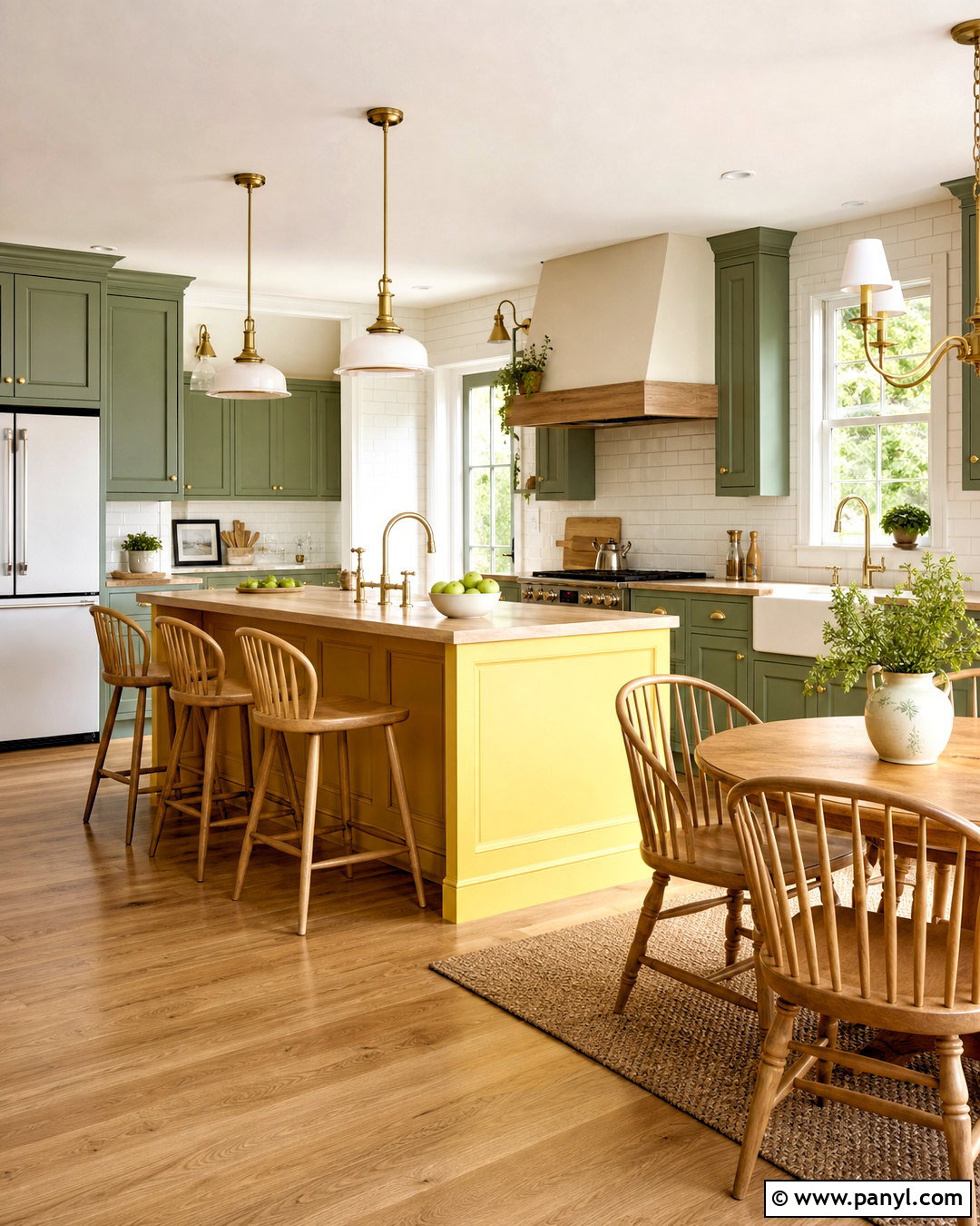 Yellow And Sage Green Farmhouse Kitchen - 20 yellow kitchen color scheme ideas