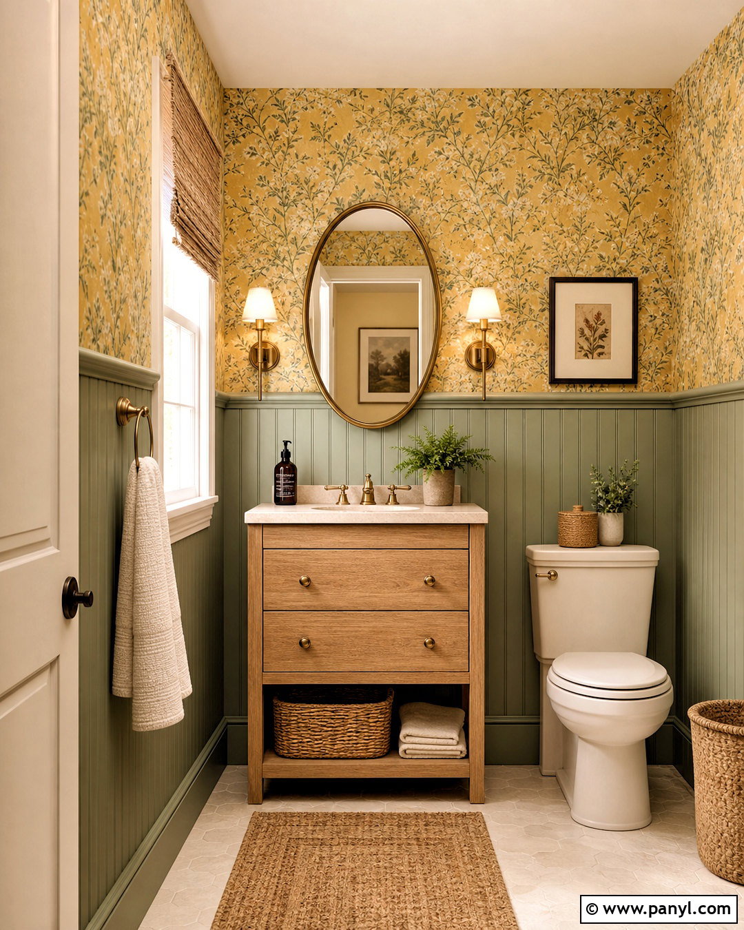 Yellow And Sage Green Powder Room - 20 yellow powder room ideas