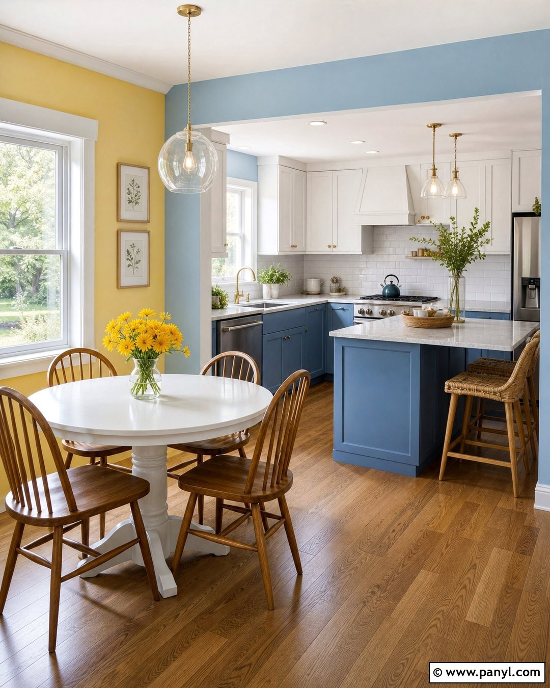 Yellow And Sky Blue Kitchen Walls - 20 Room With Different Colored Walls