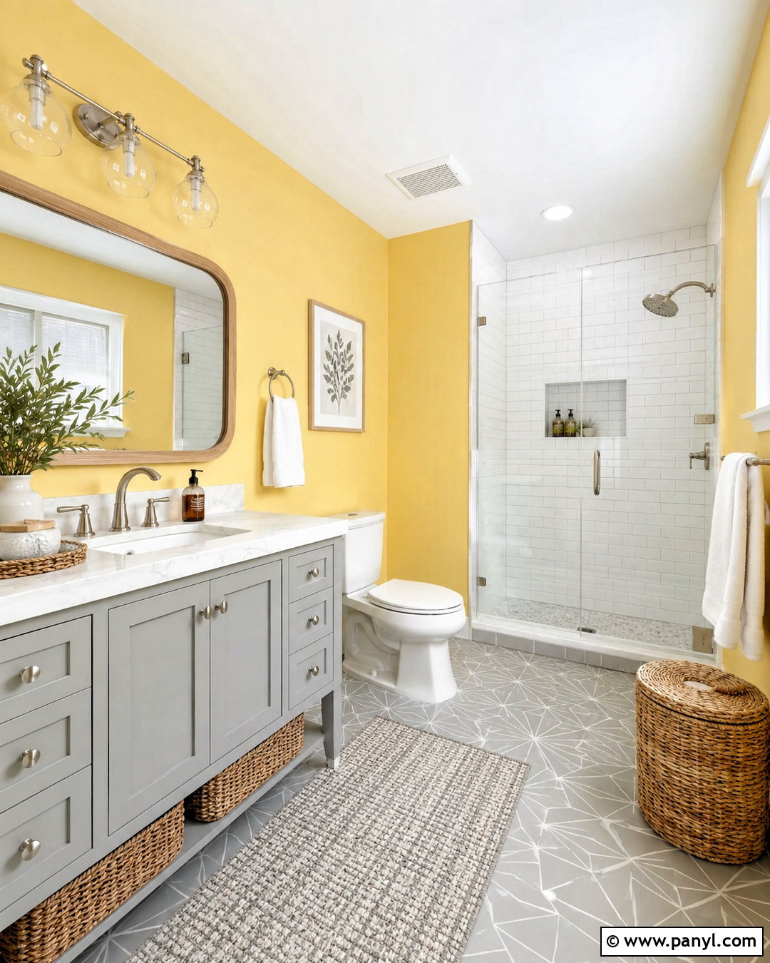 Yellow And Soft Gray Bathroom - 20 Yellow Bathroom Colors