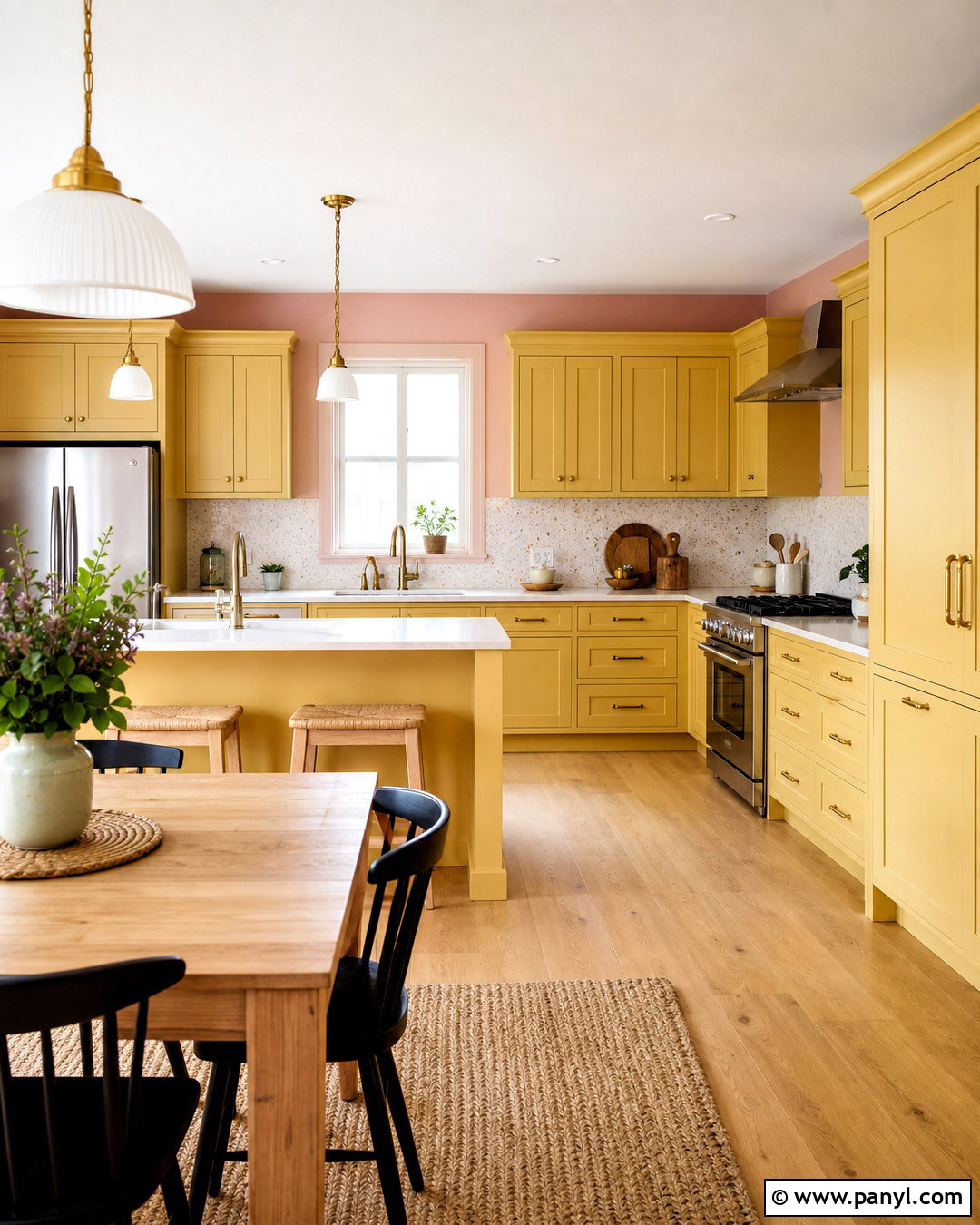 Yellow And Soft Pink Kitchen - 20 yellow kitchen color scheme ideas