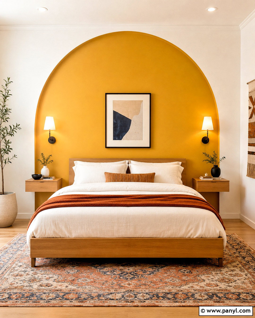 Yellow Arch Feature Wall Bedroom - 35 yellow feature wall ideas