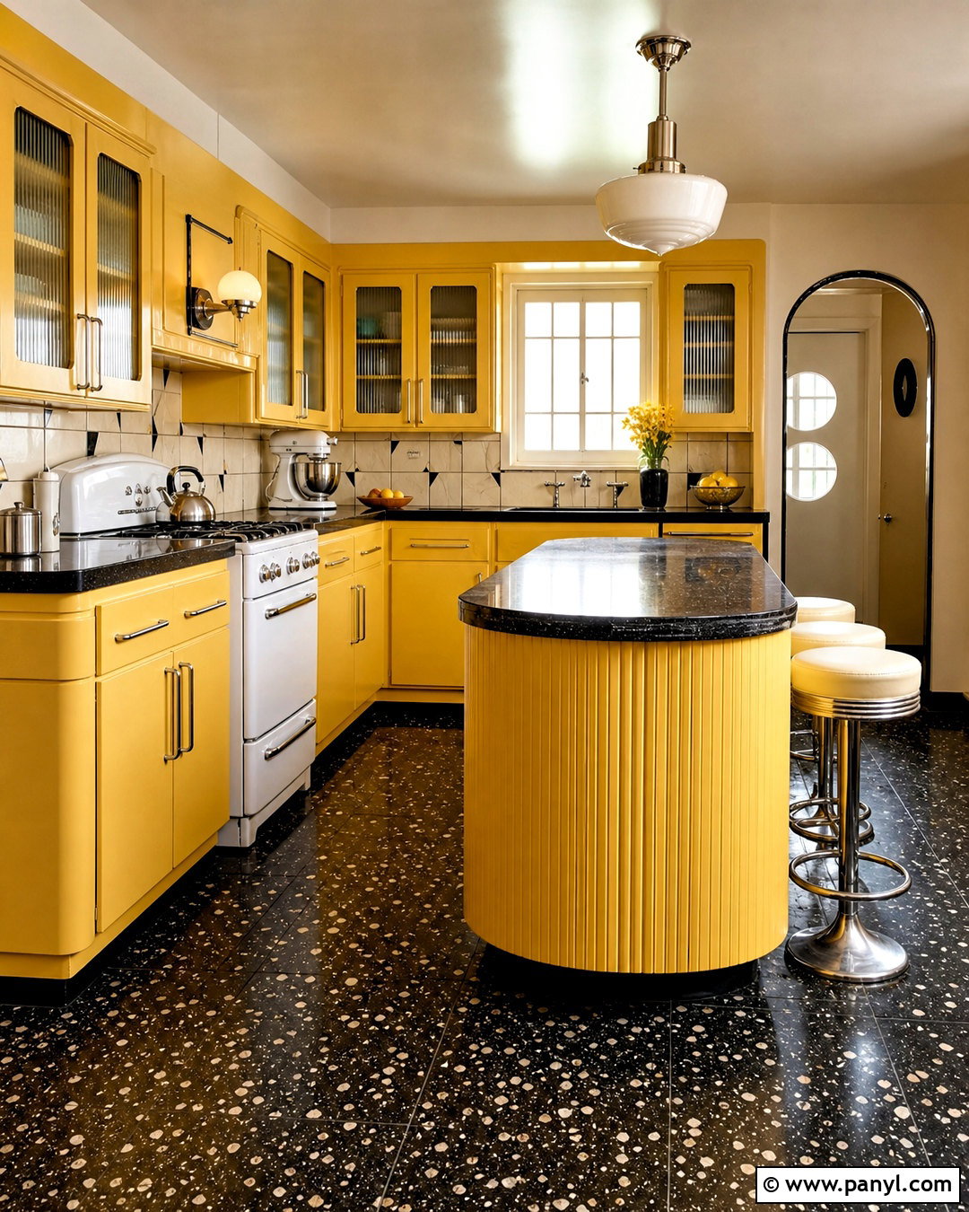 Yellow Art Deco Kitchen - 20 vintage yellow kitchen ideas