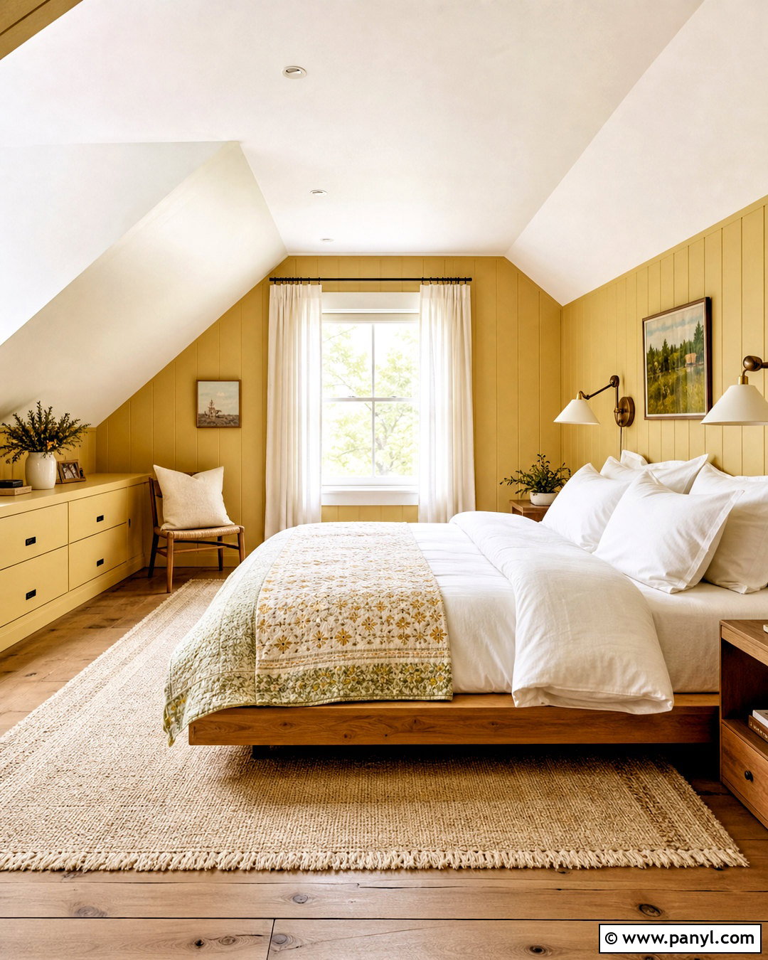 Yellow Attic Bedroom - 20 yellow painted rooms