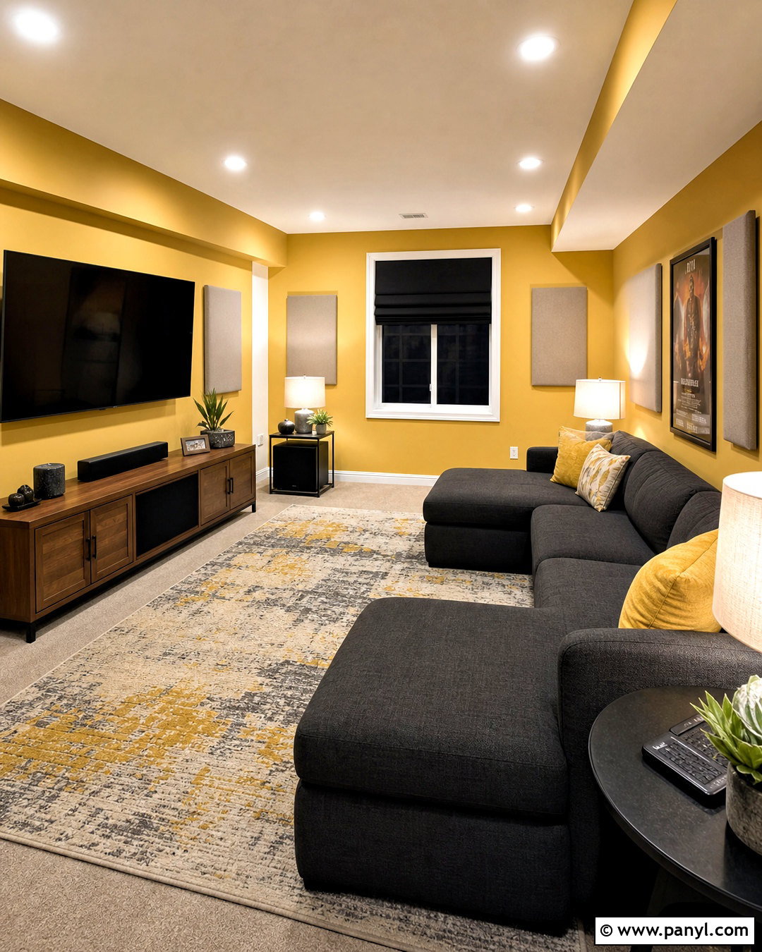 Yellow Basement Media Room - 20 yellow painted rooms