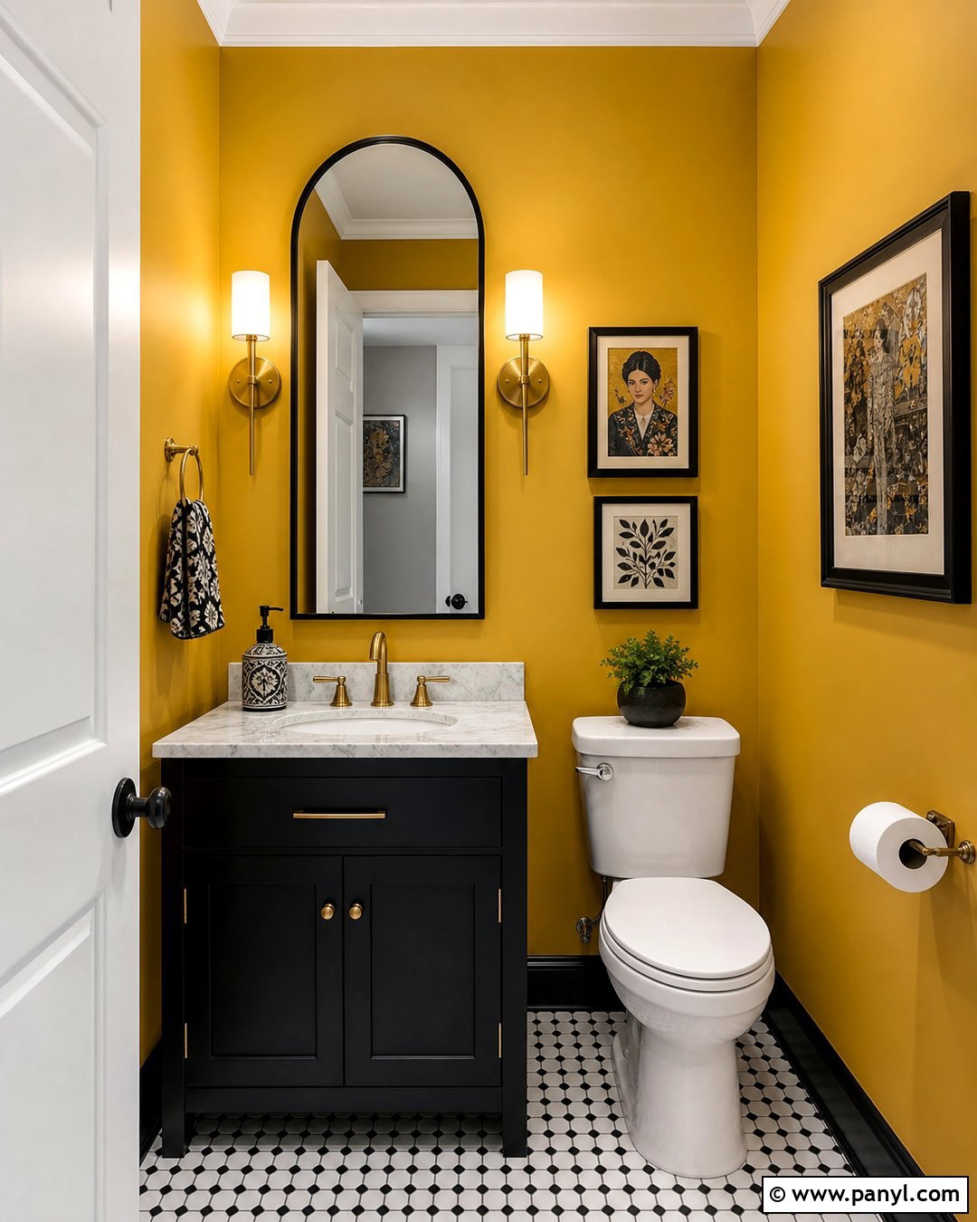 Yellow Bathroom Walls In A Powder Room - 30 Yellow Bathroom Walls