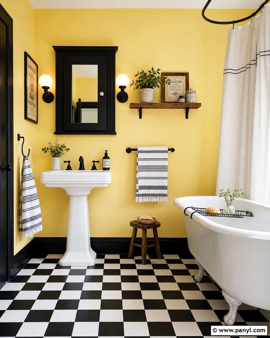 Yellow Bathroom Walls With Checkerboard Floor - 30 Yellow Bathroom Walls
