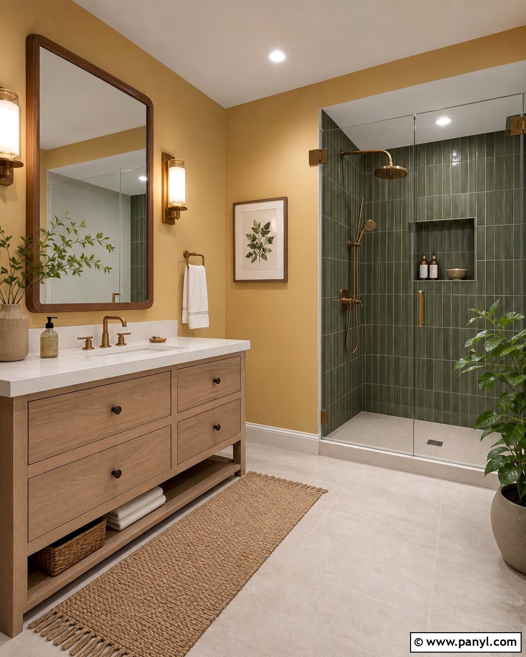 Yellow Bathroom Walls With Green Tile - 30 Yellow Bathroom Walls