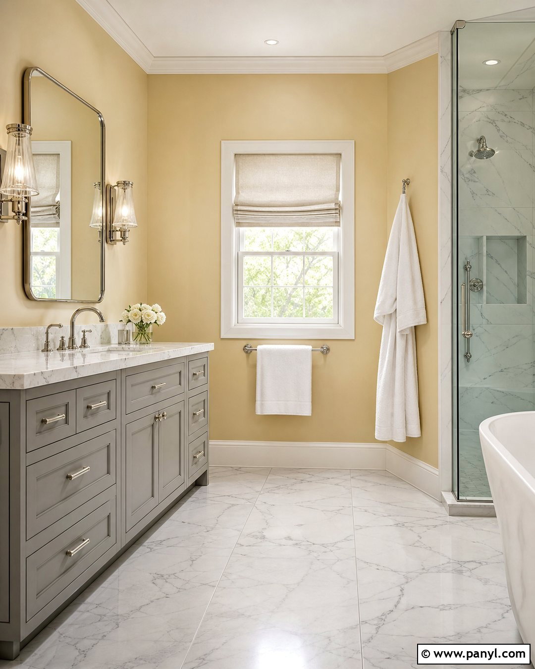 Yellow Bathroom Walls With Marble - 30 Yellow Bathroom Walls