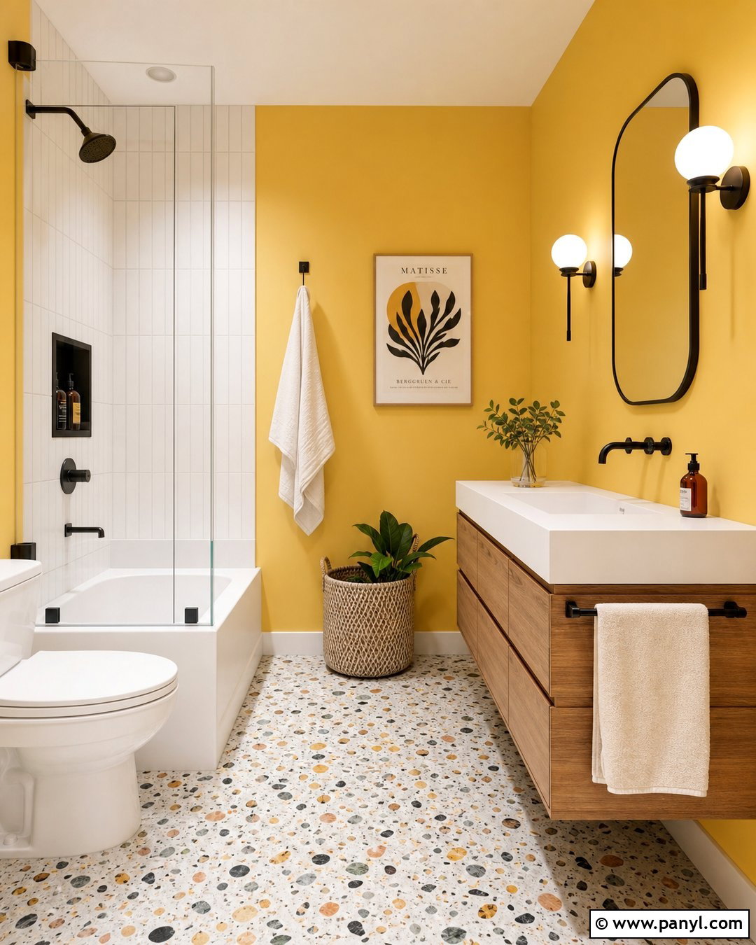 Yellow Bathroom Walls With Terrazzo Floor - 30 Yellow Bathroom Walls