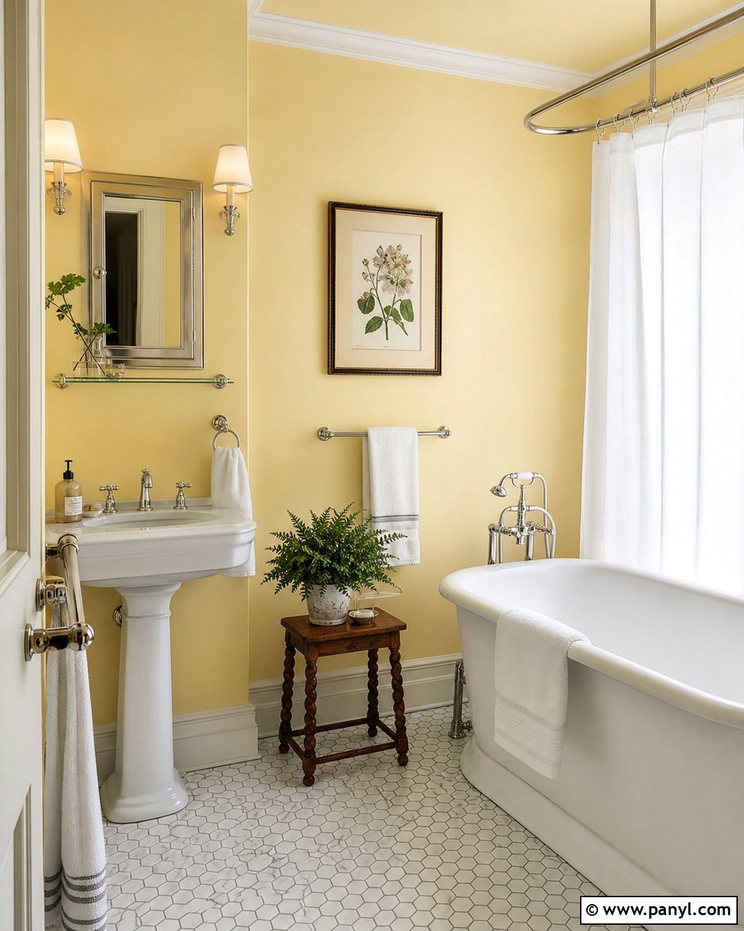 Yellow Bathroom Walls With Vintage Fixtures - 30 Yellow Bathroom Walls