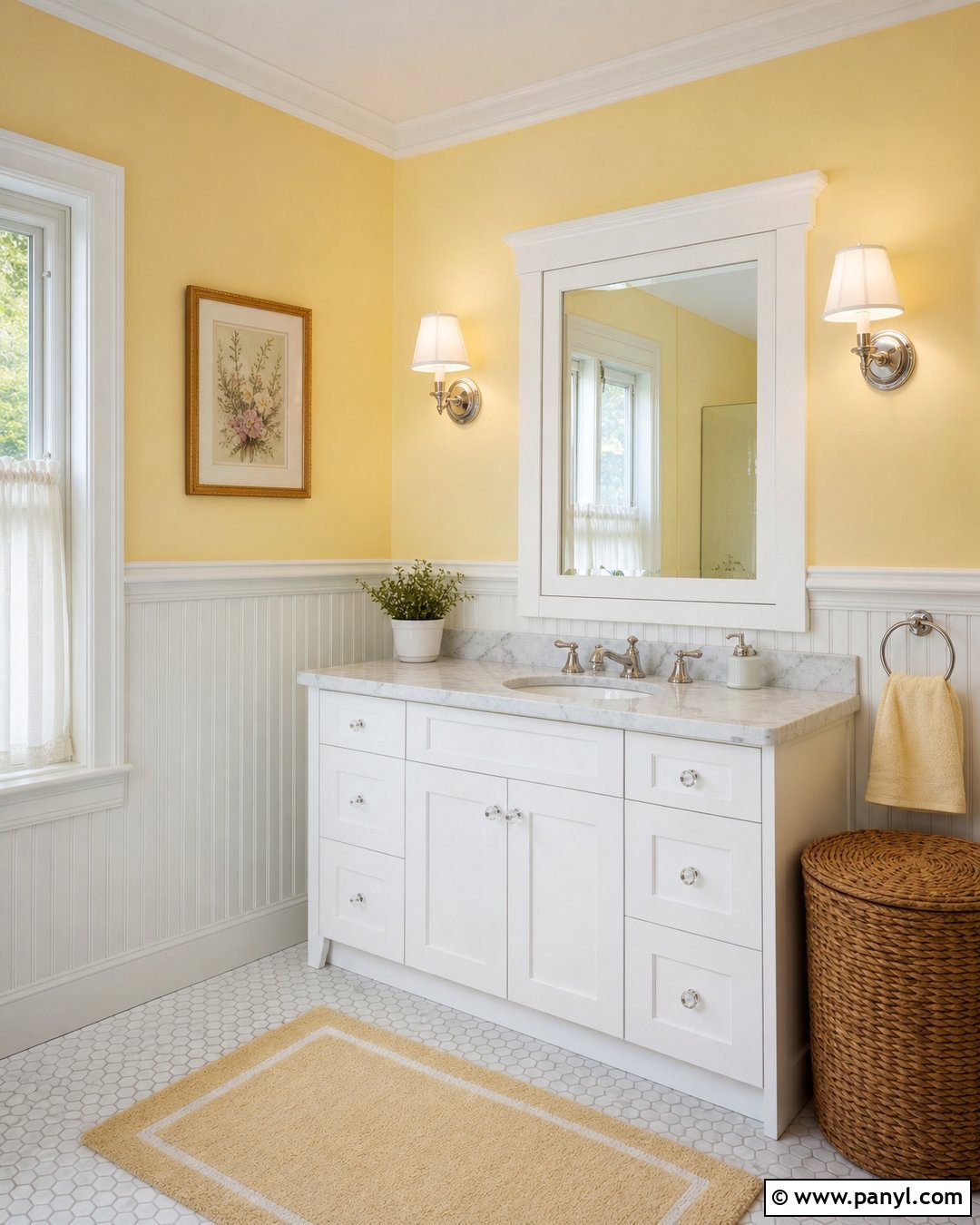 Yellow Bathroom Walls With White Wainscoting - 30 Yellow Bathroom Walls