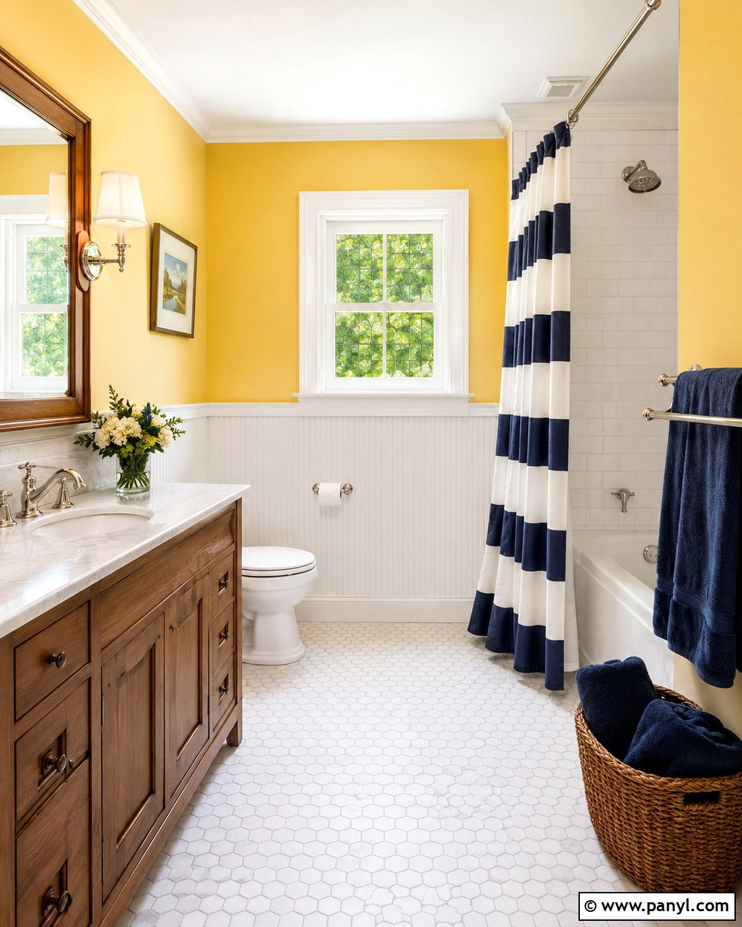 Yellow Bathroom Walls With White Wainscoting - 20 Yellow Walls Bathroom Ideas