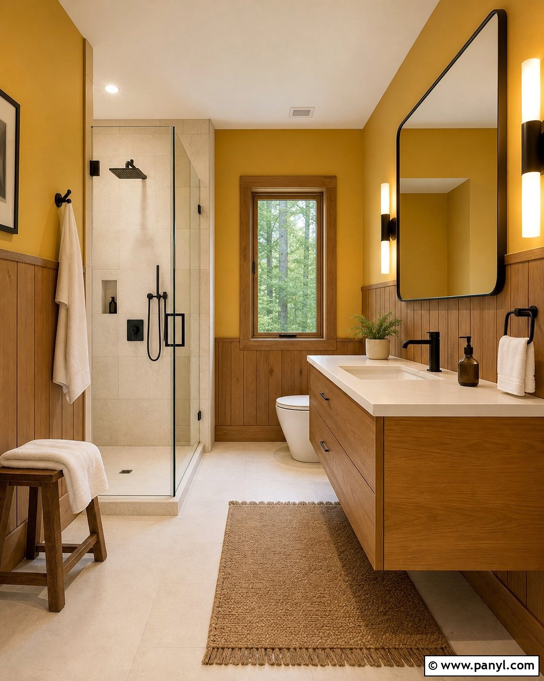 Yellow Bathroom Walls With Wood Paneling - 30 Yellow Bathroom Walls