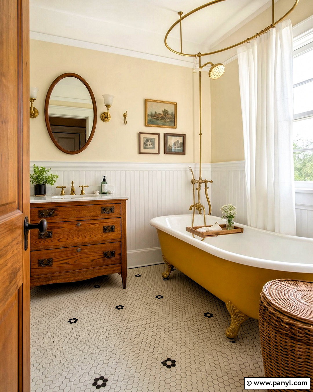 Yellow Bathroom With Clawfoot Tub - 20 vintage yellow bathroom ideas