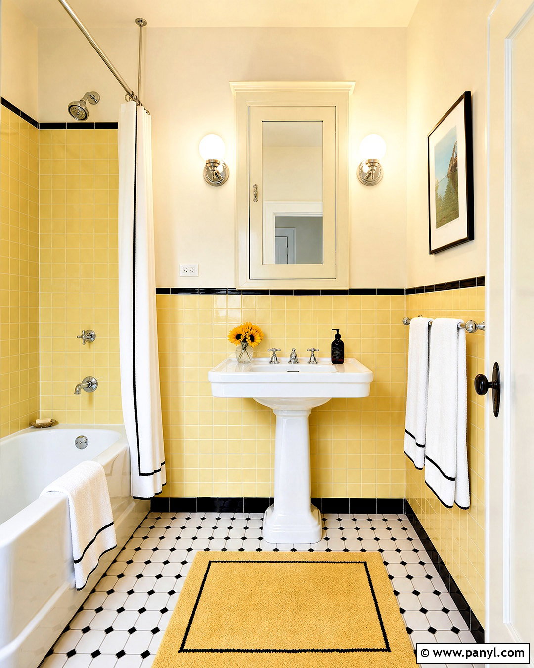 Yellow Bathroom With Pedestal Sink - 20 vintage yellow bathroom ideas