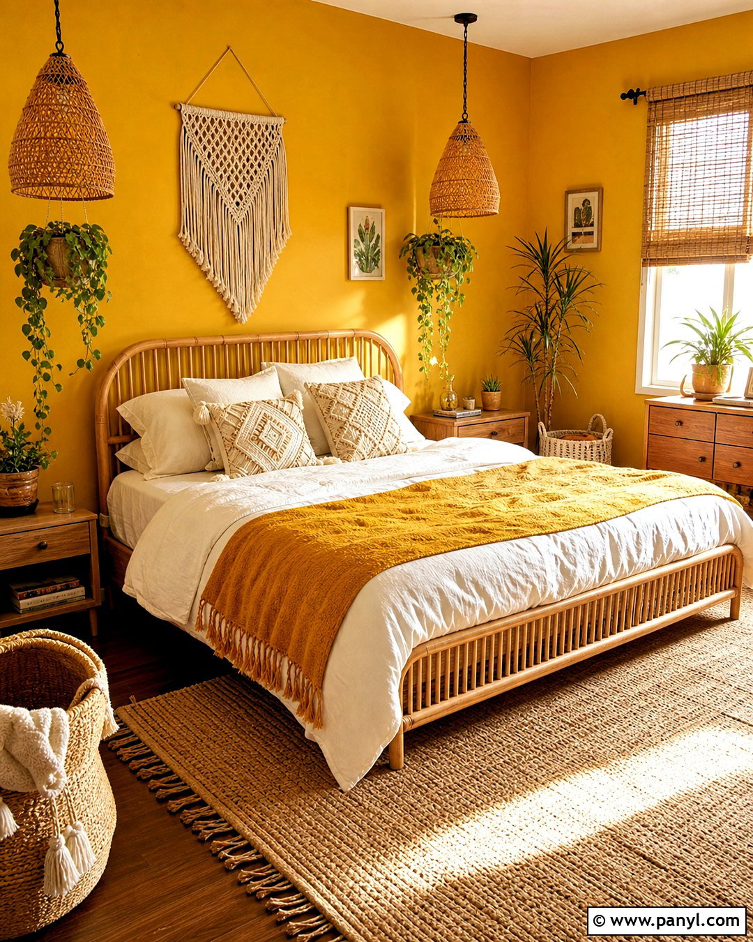 Yellow Boho Bedroom - 20 yellow room aesthetic ideas
