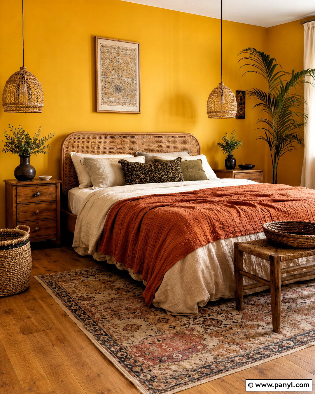 Yellow Boho Bedroom Walls - 35 yellow painted walls
