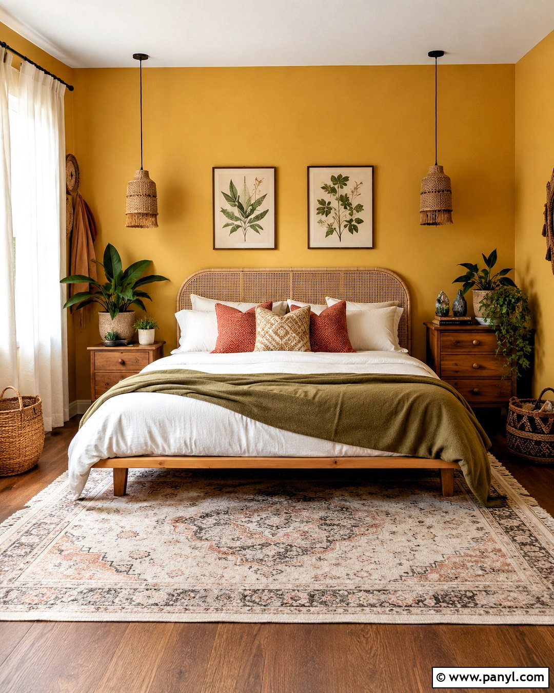 Yellow Boho Bedroom - 35 Yellow Wall Room Ideas