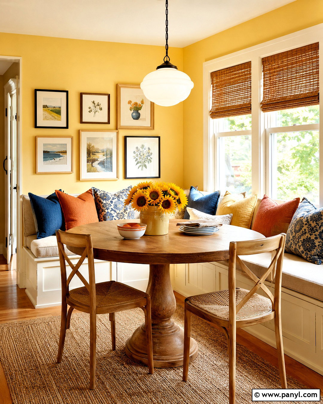 Yellow Breakfast Nook - 35 Yellow Wall Room Ideas
