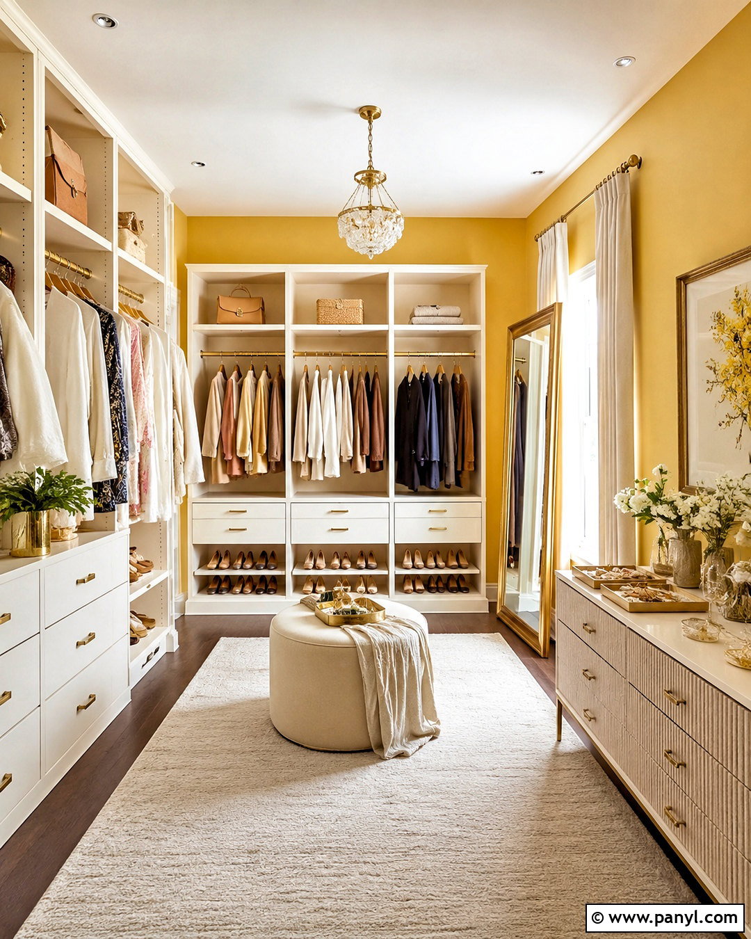 Yellow Closet Dressing Room - 20 Yellow Wall Closet Space Ideas