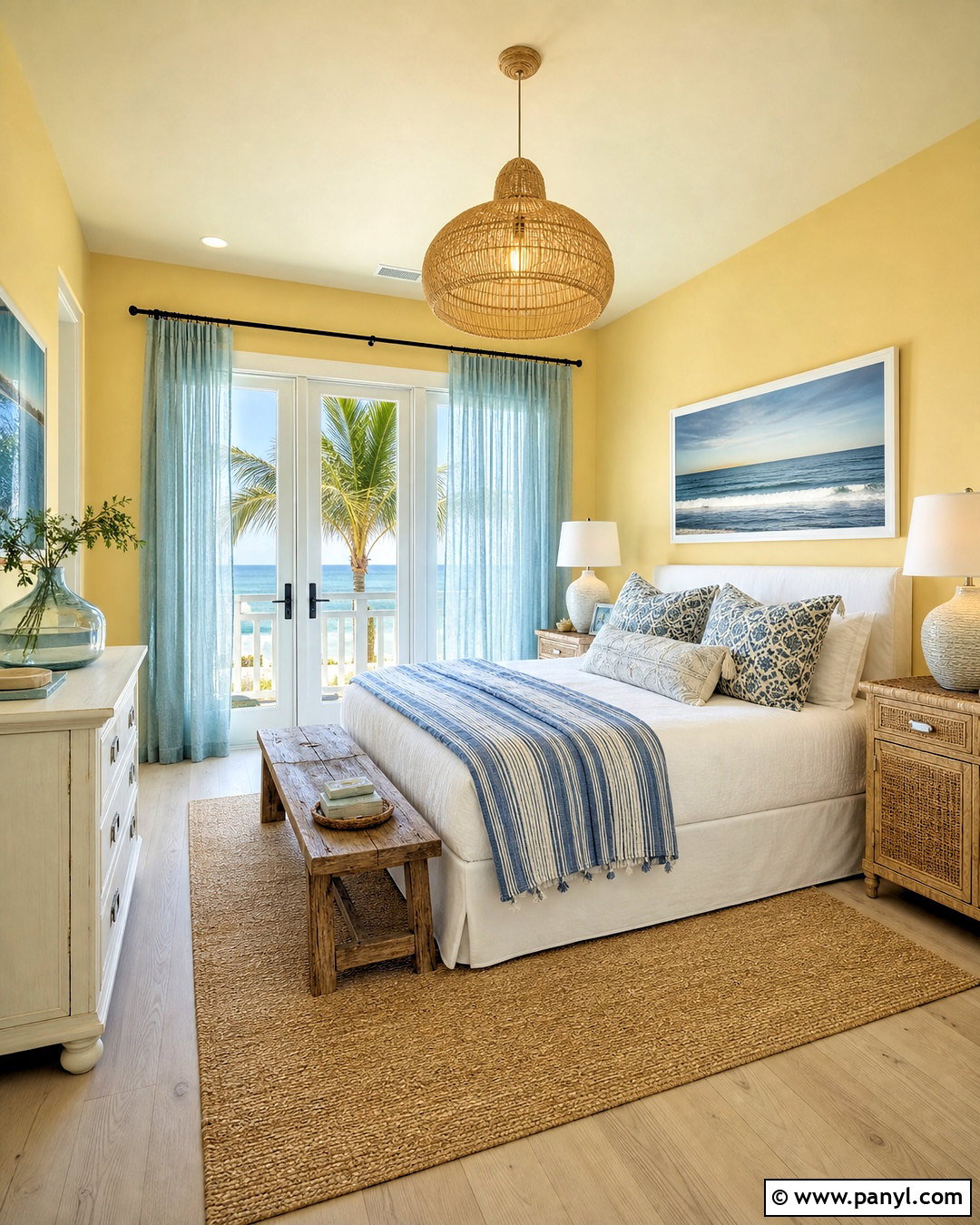 Yellow Coastal Bedroom - 20 yellow bedroom aesthetic ideas