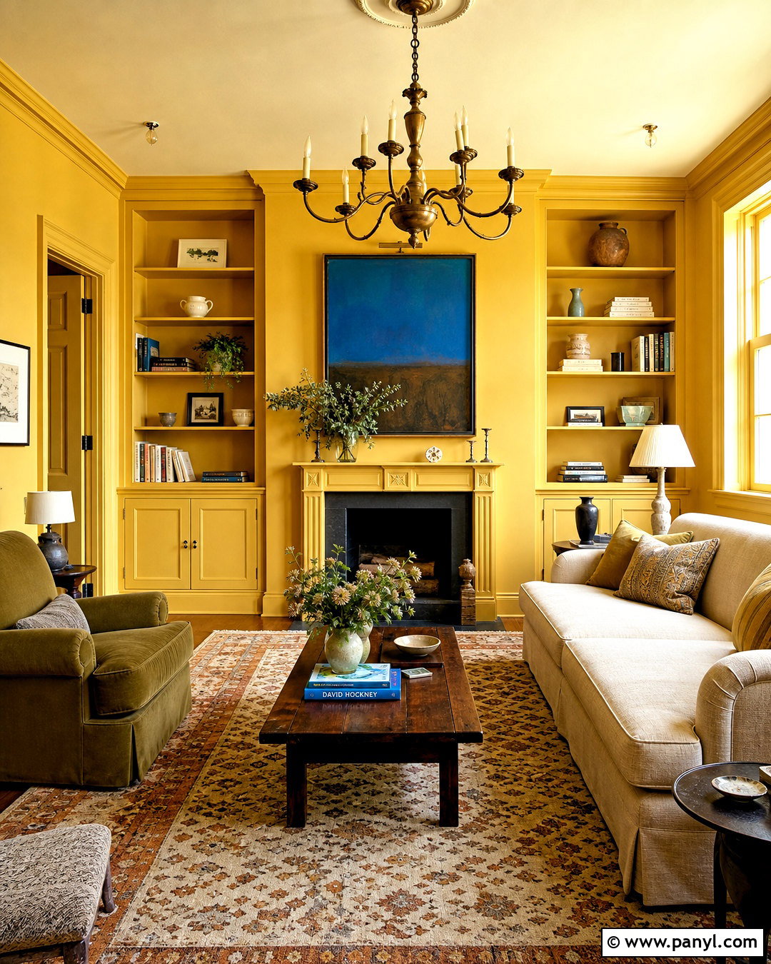 Yellow Color-Drenched Living Room - 20 yellow interior design living room ideas