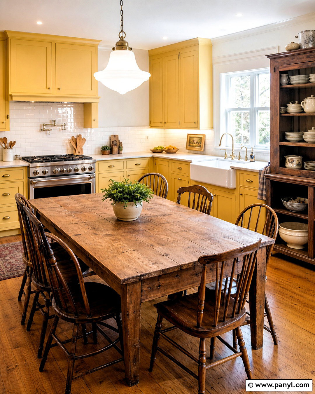 Yellow Country Kitchen With A Farmhouse Table - 20 yellow country kitchens