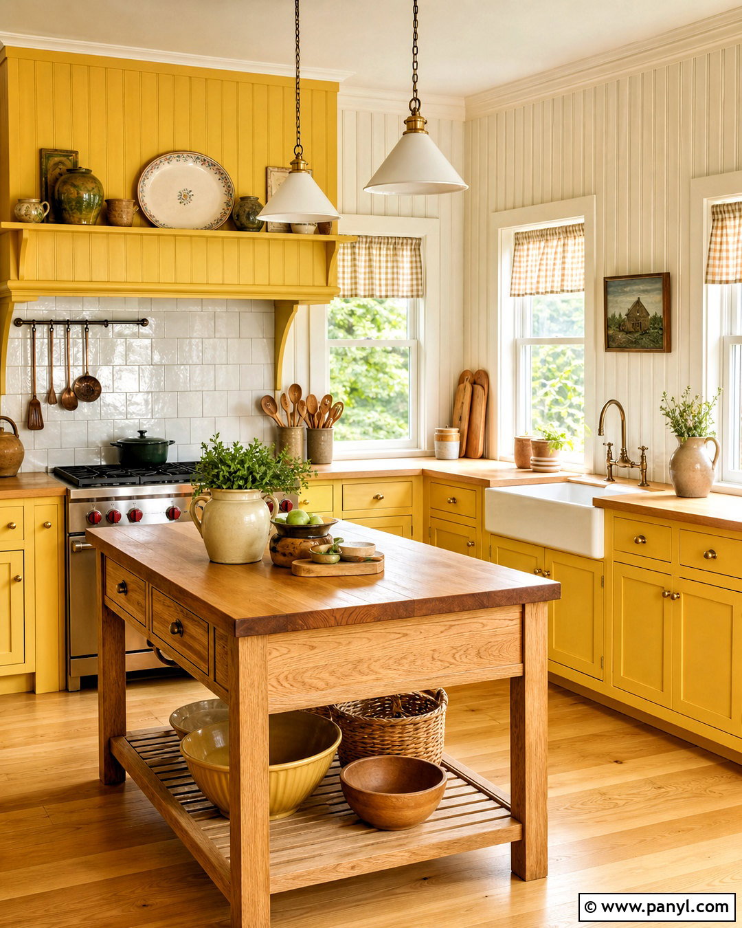 Yellow Country Kitchen With Beadboard Walls - 20 yellow country kitchens