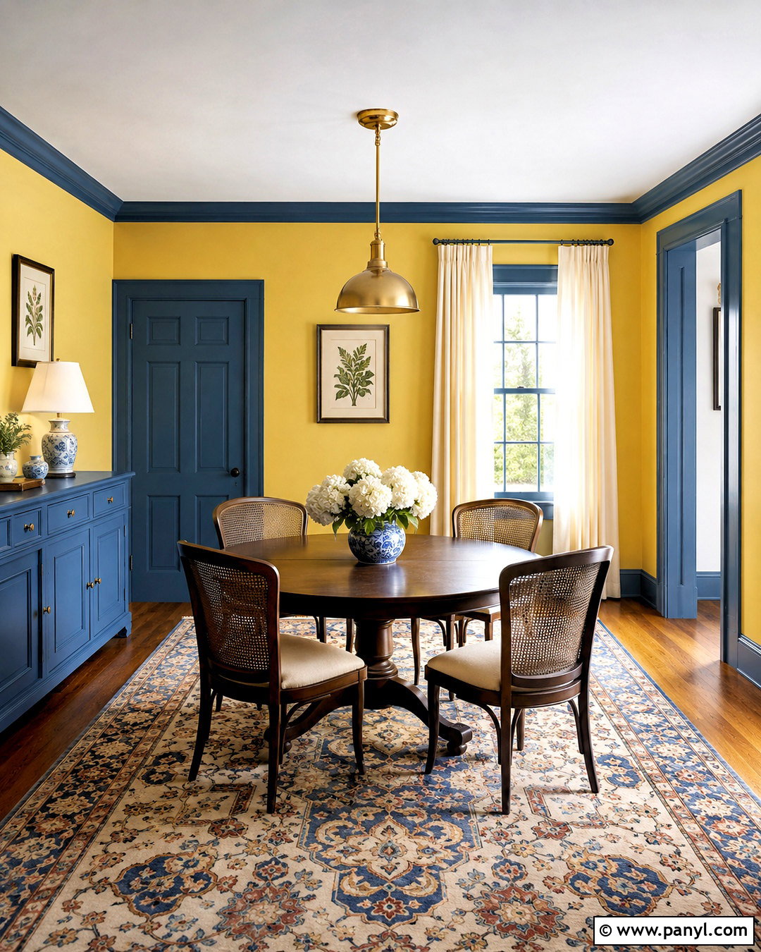 Yellow Dining Room With Blue Trim - 20 Yellow Wall With Blue Trim Ideas