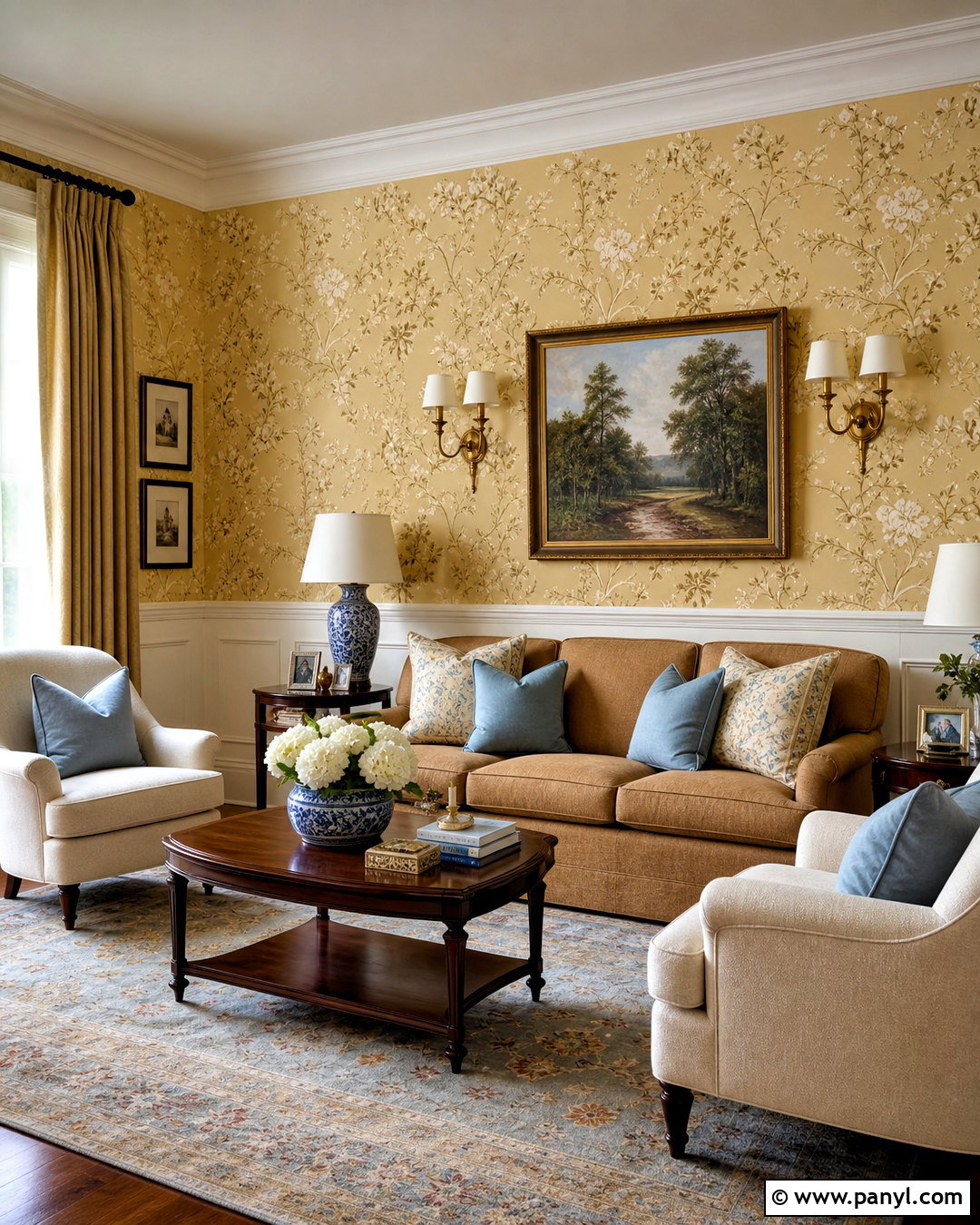 Yellow Embossed Floral Wallpaper Wall - 20 yellow wall texture ideas