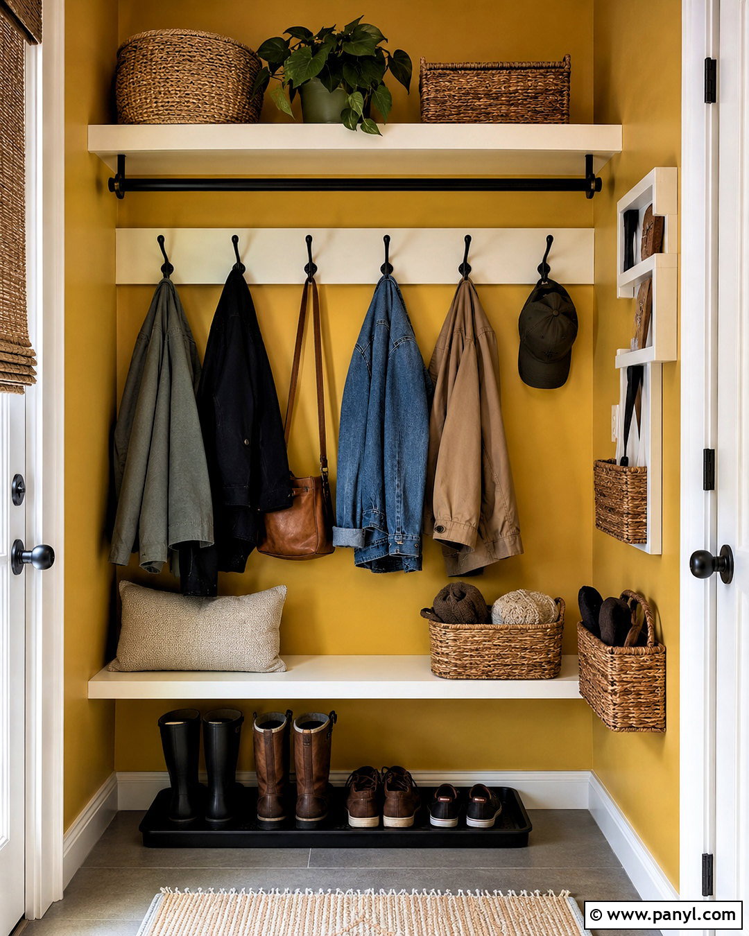 Yellow Entry Coat Closet - 20 Yellow Wall Closet Space Ideas
